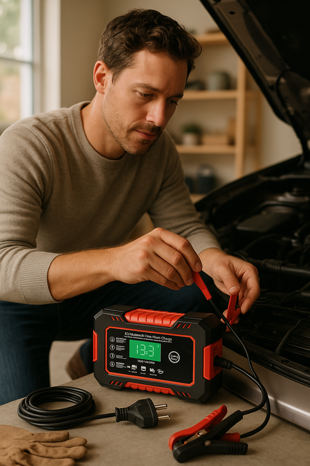 Cargador portátil 12V para carro y moto: revive tu batería donde sea, cuando sea.